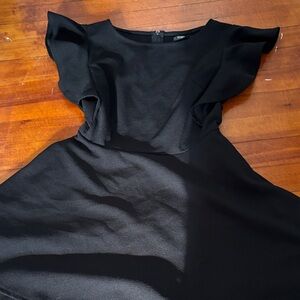 Elegant Black Flutter-Sleeve Mini Dress